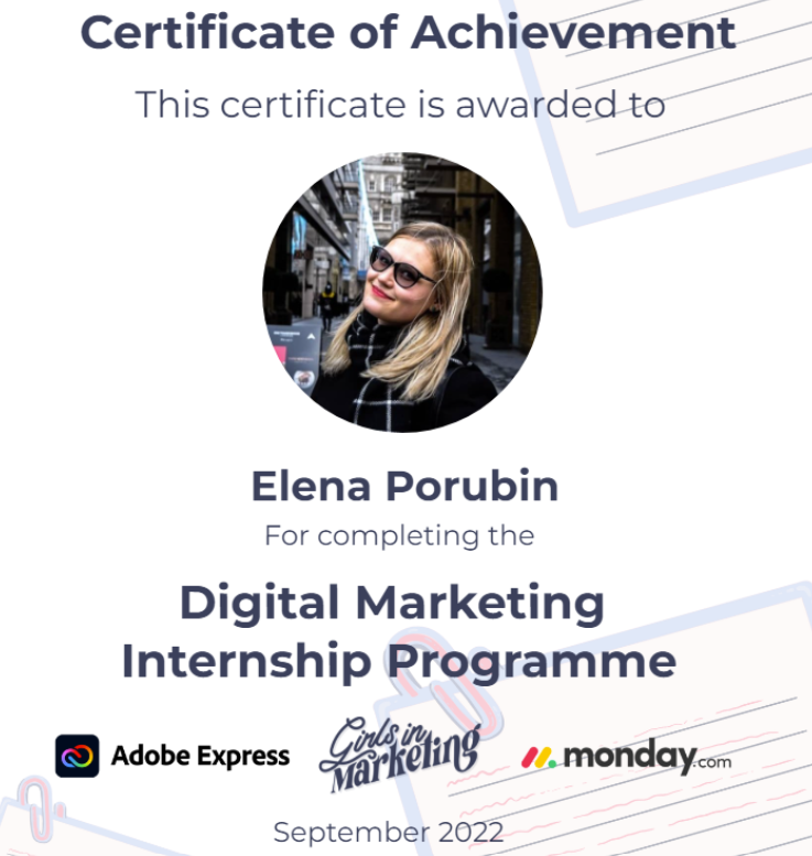 digital marketing internship certificate